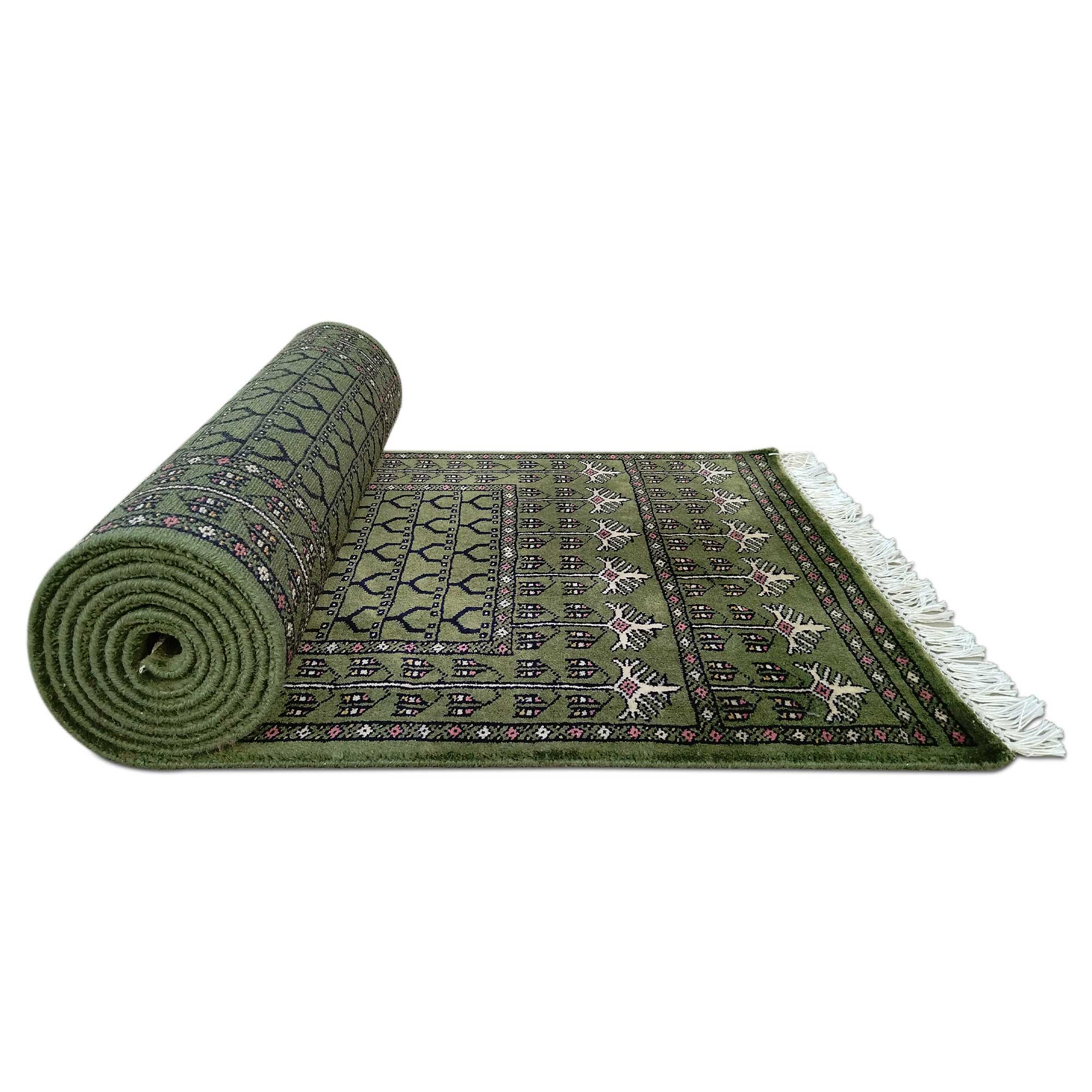 2.5x10 Feet Handmade Wool Carpet Tribal Runner Green Carpet - Image 8