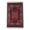 2x3 feet Hand Knotted Woolen Carpet Red Prince Bukhara