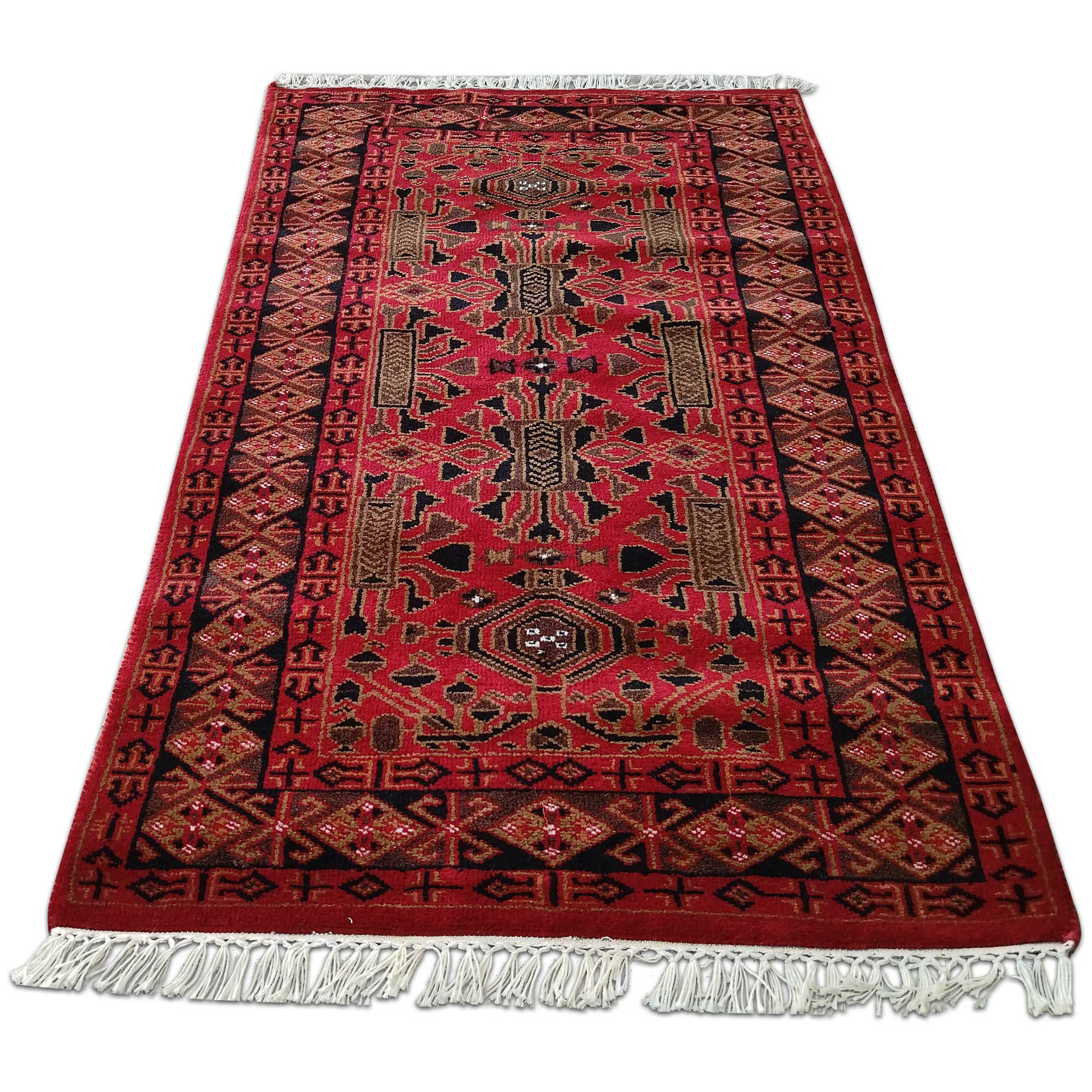 2.5x4 Feet Red Hand Knotted Wool Carpet Kenkda - Image 3