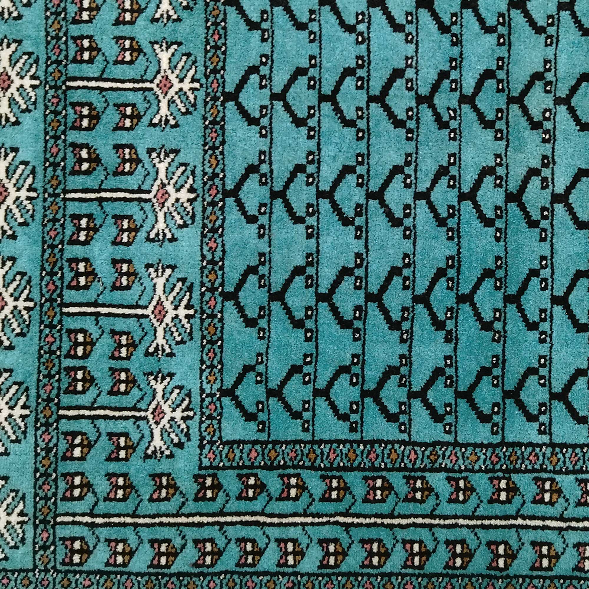 2.5x8 Ft Handmade Turquoise Wool Carpet Tribal - Image 5
