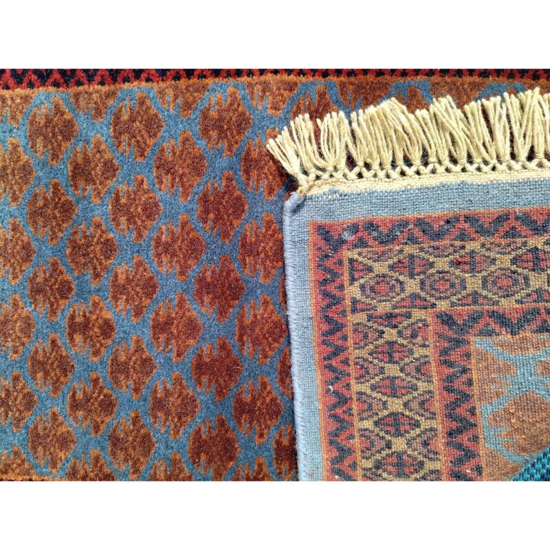 2x3 Feet Hand Knotted Wool Carpet Blue Lichi - Image 4