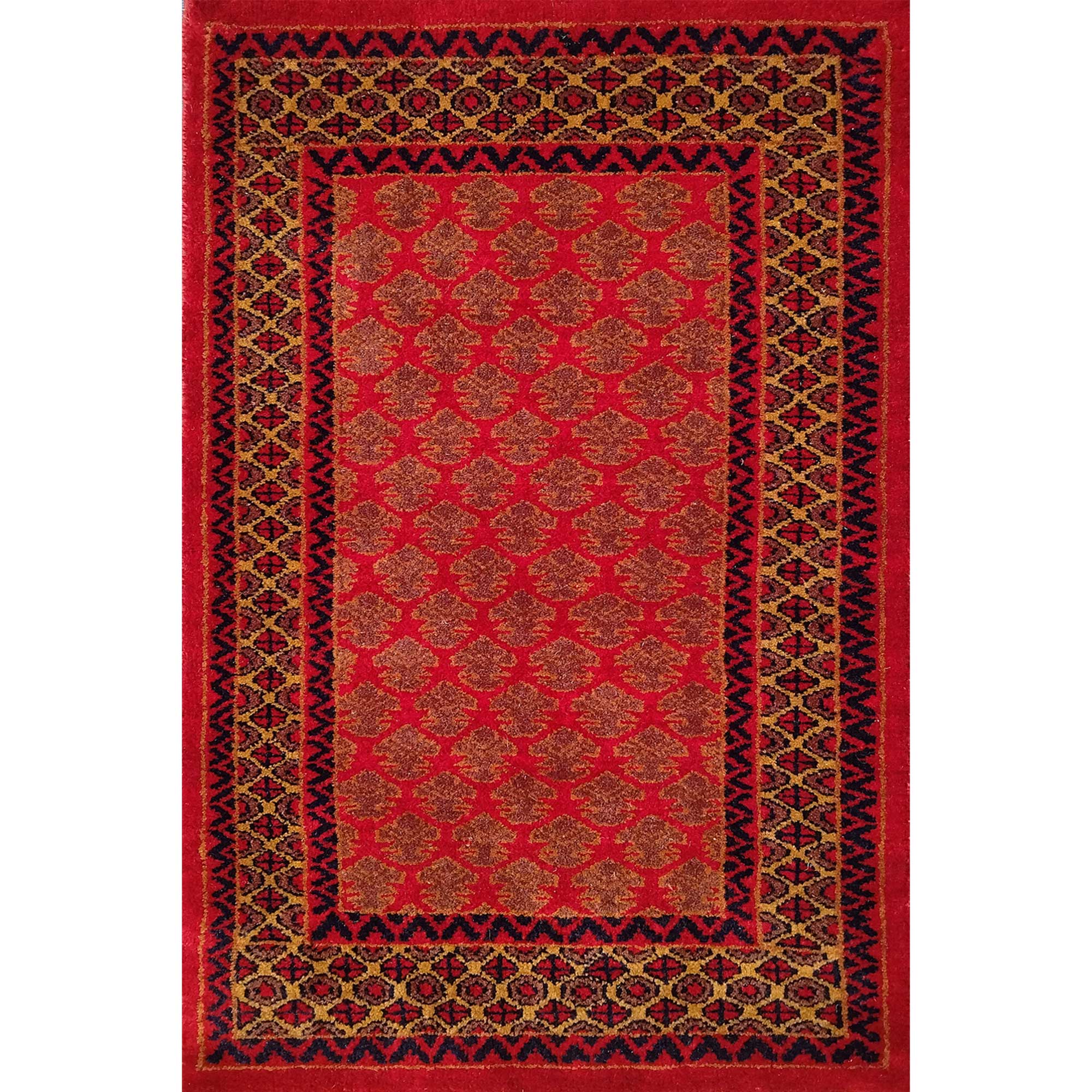 2x3 Feet Hand Knotted Red Wool Carpet Lichi