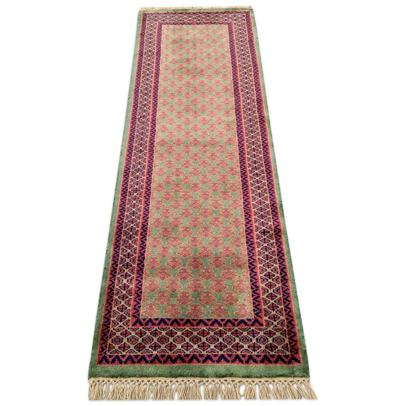 2x6 ft Green Hand Knotted Wool Carpet Lichi - Image 2