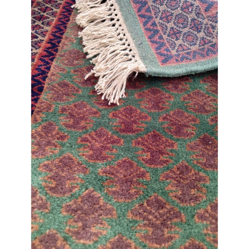 2x6 ft Green Hand Knotted Wool Carpet Lichi - Image 3