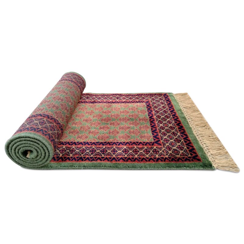 2x6 ft Green Hand Knotted Wool Carpet Lichi - Image 4