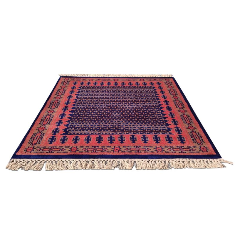 3x3 Feet Hand Knotted Black Wool Carpet - Image 2