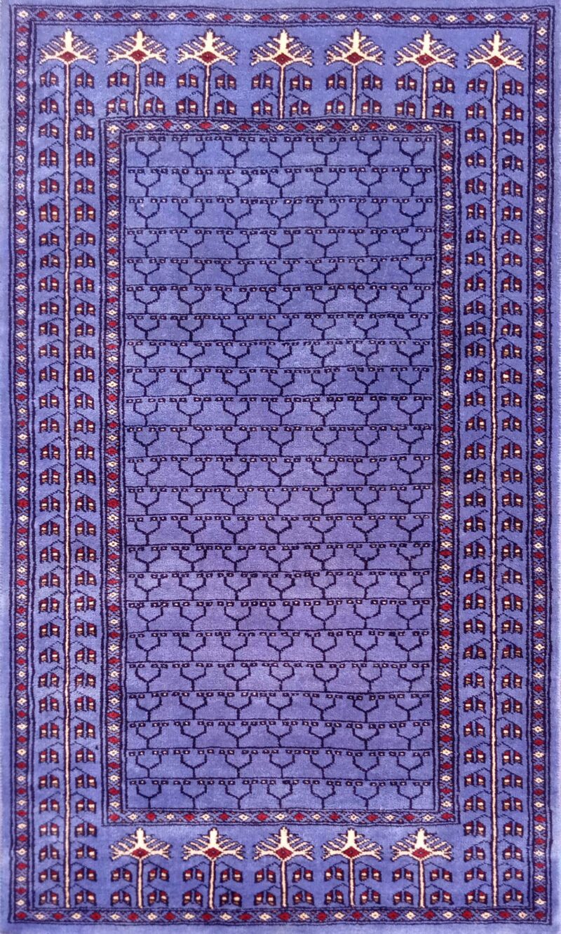 3ft×5ft Purple Hand Knotted Wool Carpet Parda - Image 2