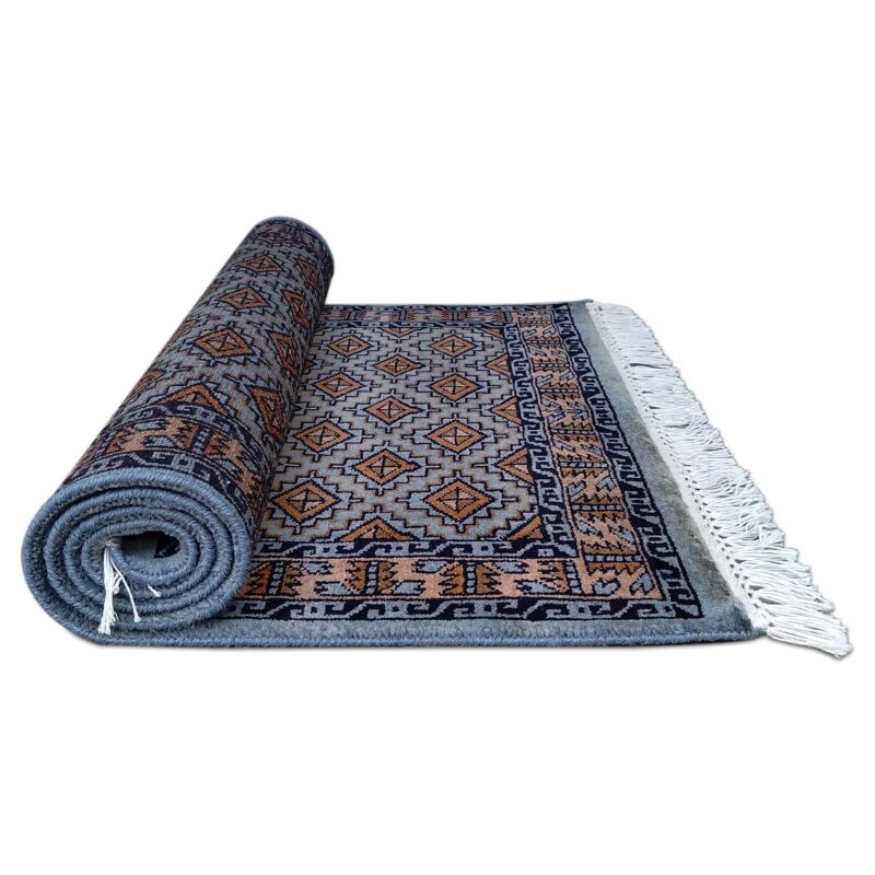 3x5 Feet Gray Hand Knotted Wool Carpet Burfi - Image 5