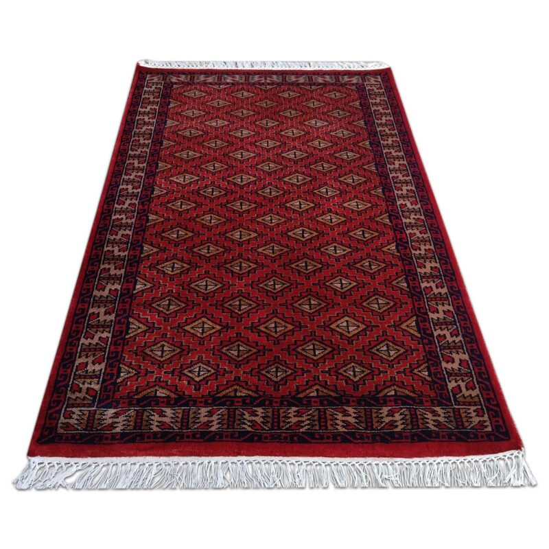3x5 Feet Red Hand Knotted Wool Carpet Burfi - Image 3