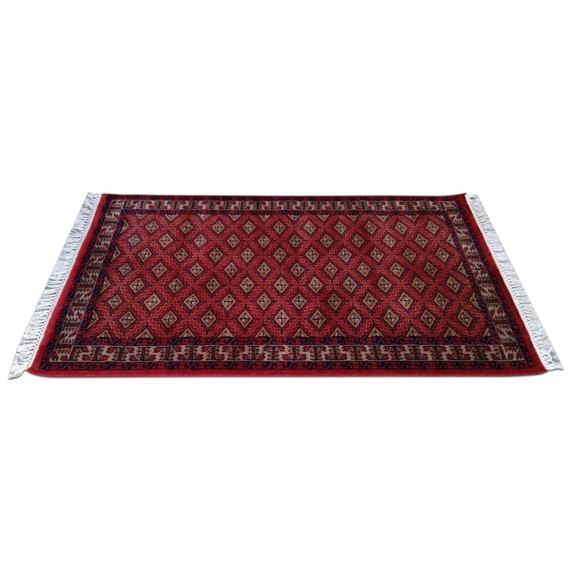 3x5 Feet Red Hand Knotted Wool Carpet Burfi - Image 5