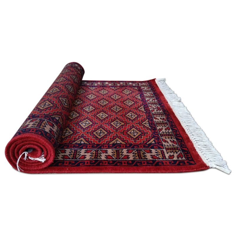 3x5 Feet Red Hand Knotted Wool Carpet Burfi - Image 6