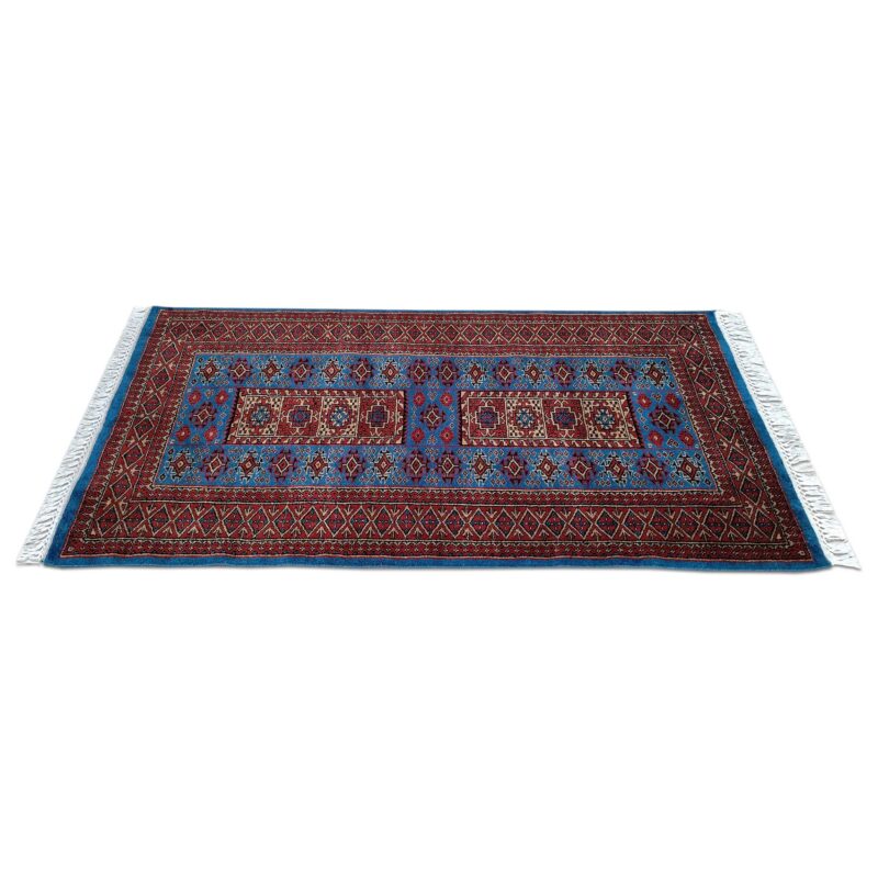 3x5 Feet Blue Hand Knotted Wool Carpet Dubba - Image 5
