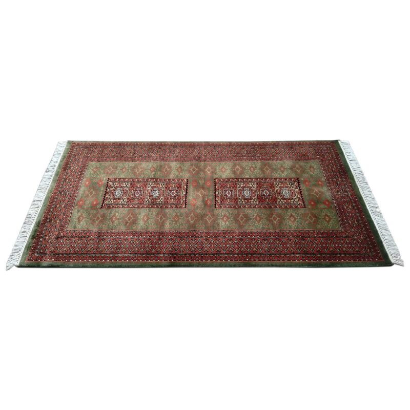 3x5 feet Hand Knotted Woolen Carpet Green Dubba - Image 3