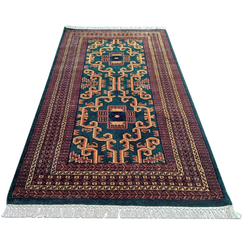 3x5 feet Hand Knotted Wool Carpet Green Palace - Image 2