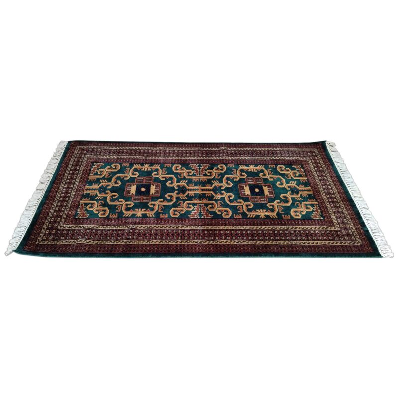 3x5 feet Hand Knotted Wool Carpet Green Palace - Image 3