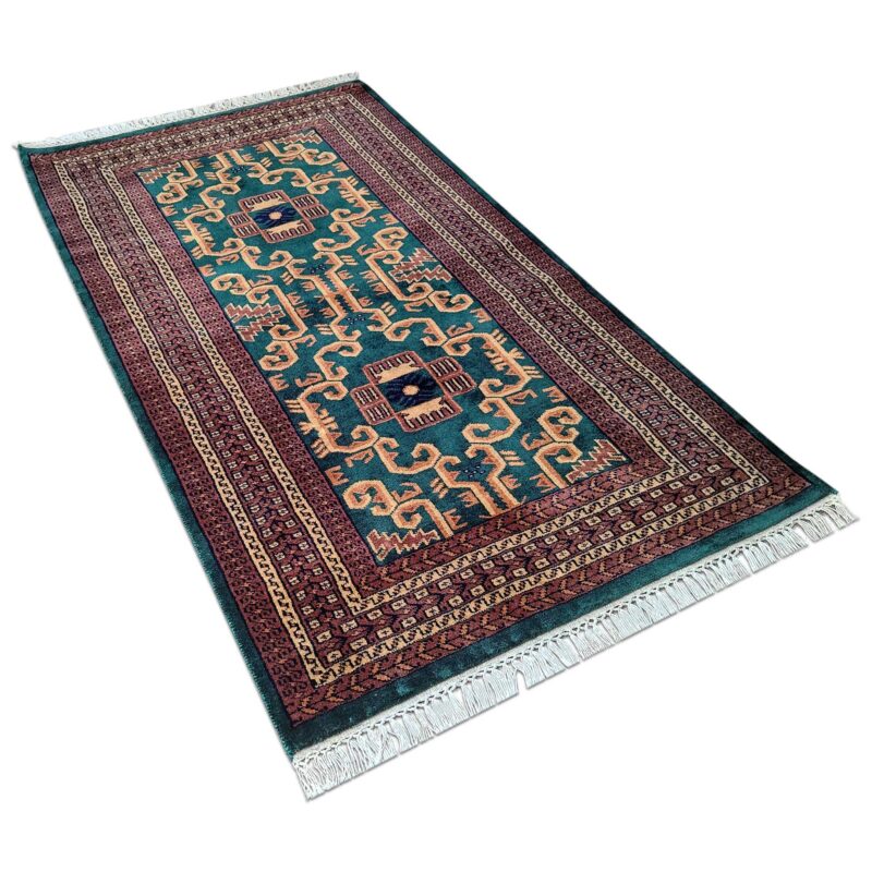 3x5 feet Hand Knotted Wool Carpet Green Palace - Image 4