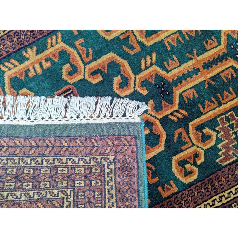 3x5 feet Hand Knotted Wool Carpet Green Palace - Image 5