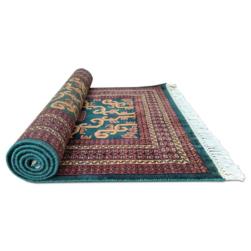 3x5 feet Hand Knotted Wool Carpet Green Palace - Image 6