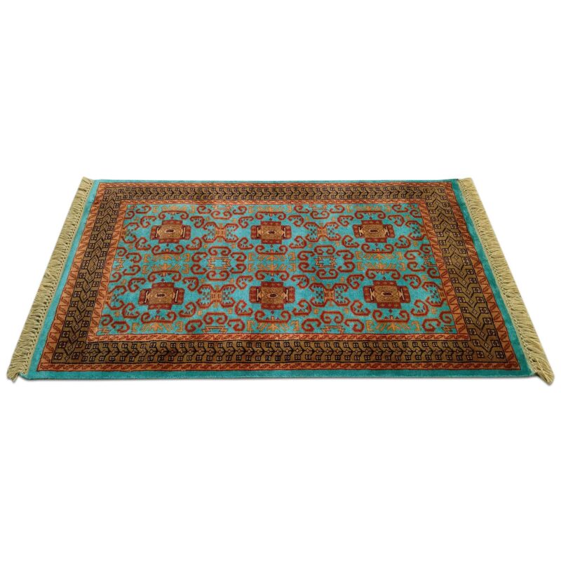 3x5 Feet Handmade Turquoise Wool Carpet Palace - Image 2