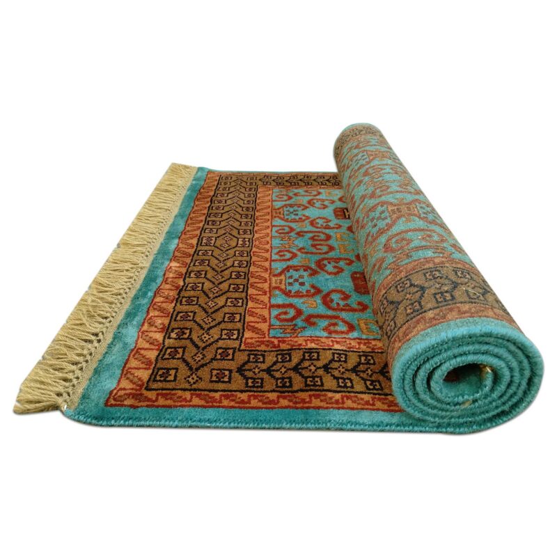 3x5 Feet Handmade Turquoise Wool Carpet Palace - Image 8