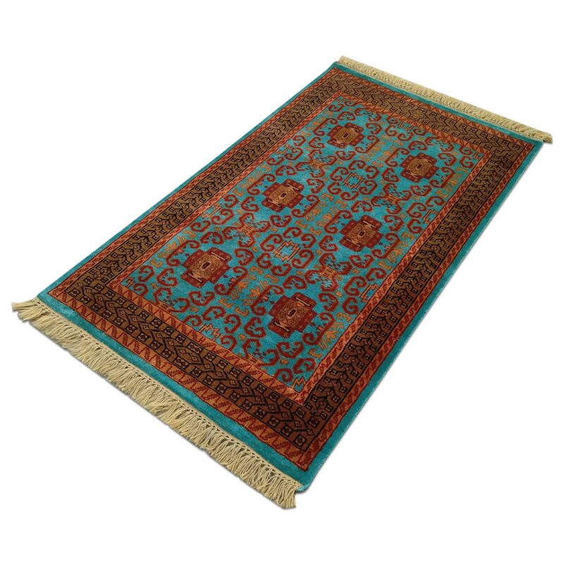 3x5 Feet Handmade Turquoise Wool Carpet Palace - Image 3