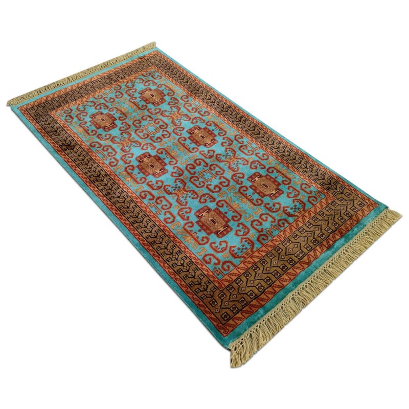 3x5 Feet Handmade Turquoise Wool Carpet Palace - Image 4