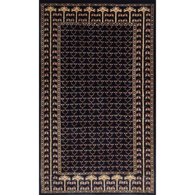 3x5 Feet Handmade Black Wool Carpet Parda