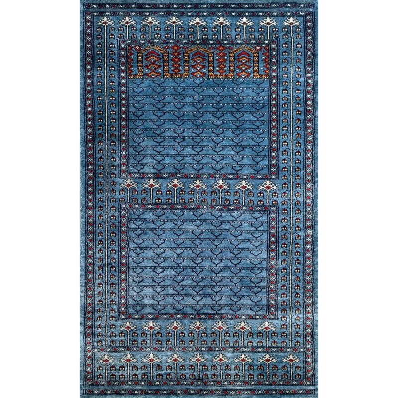 Hand Knotted Art Silk Carpet Royal Gray 3x5 feet Traditional Parda