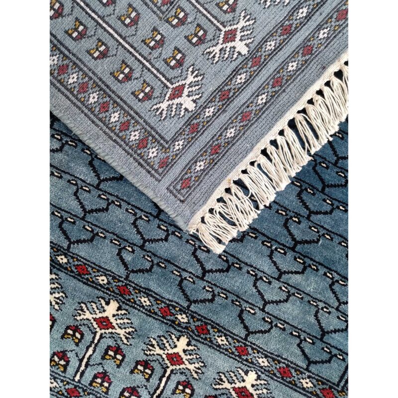 Hand Knotted Art Silk Carpet Royal Gray 3x5 feet Traditional Parda - Image 5