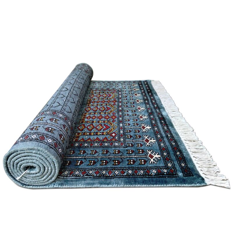 Hand Knotted Art Silk Carpet Royal Gray 3x5 feet Traditional Parda - Image 6