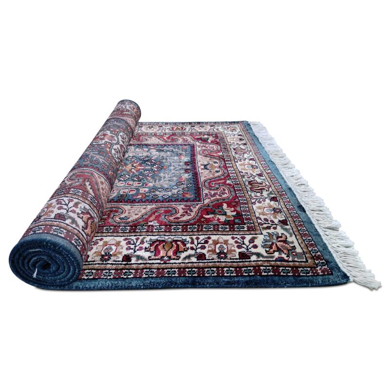 3x5 ft Blue Hand Knotted Art Silk Carpet - Image 5