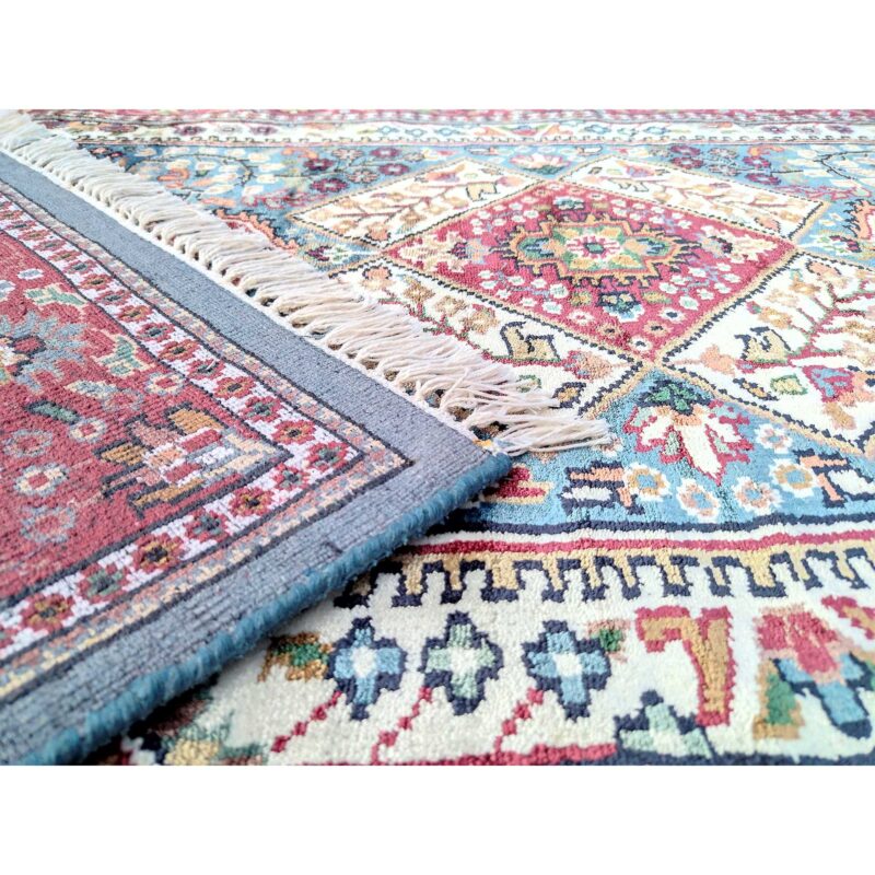 3x5 Feet Hand Knotted Art Silk Carpet (Blue) - Image 4