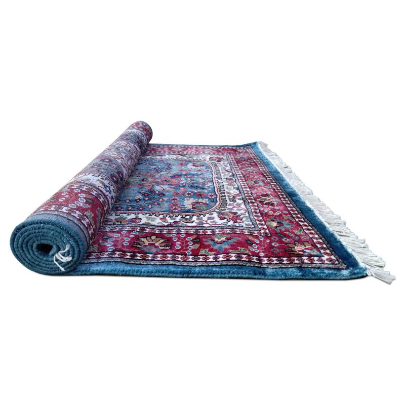 3x5 Feet Hand Knotted Art Silk Carpet (Blue) - Image 7