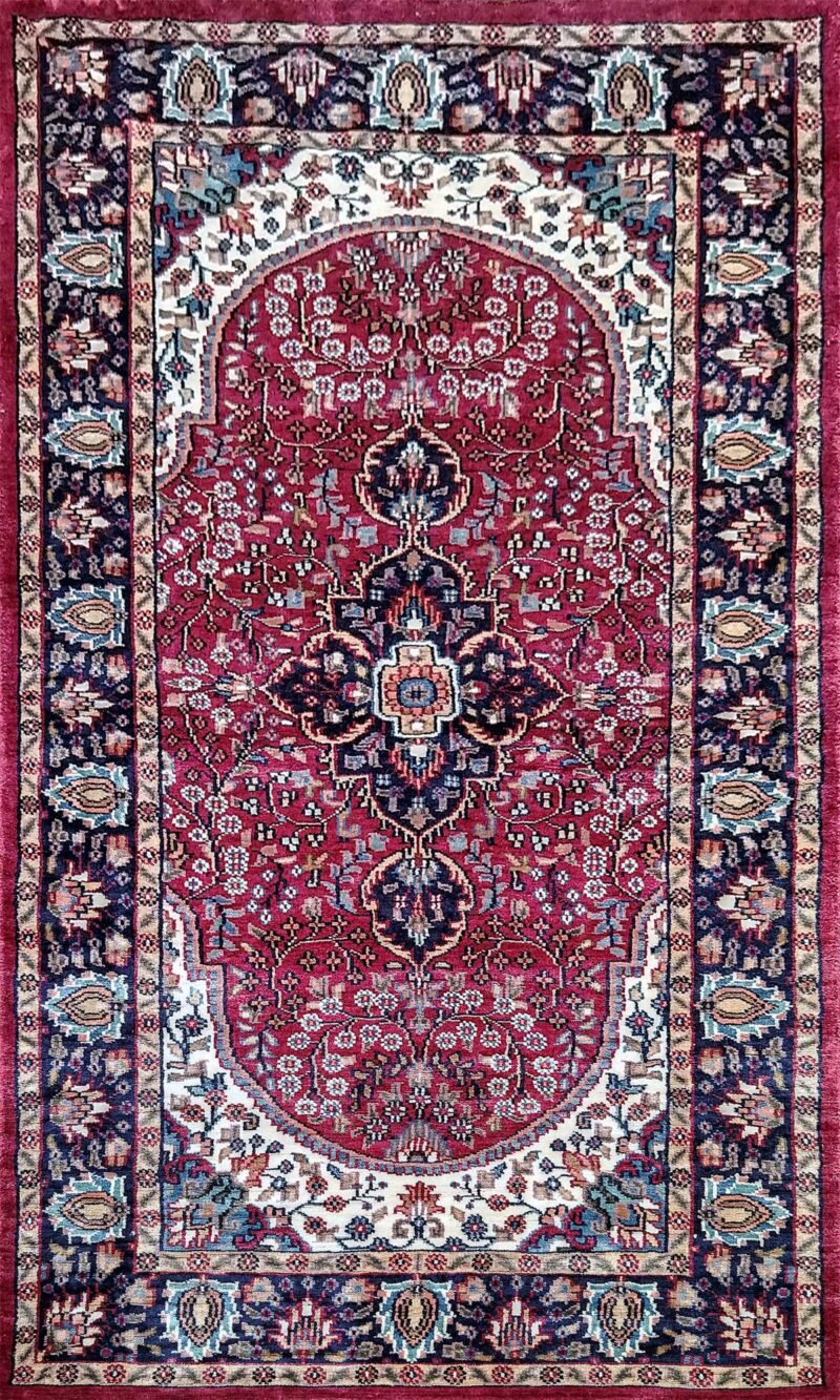 3x5 ft Maroon Hand Knotted Art Silk Carpet - Image 2