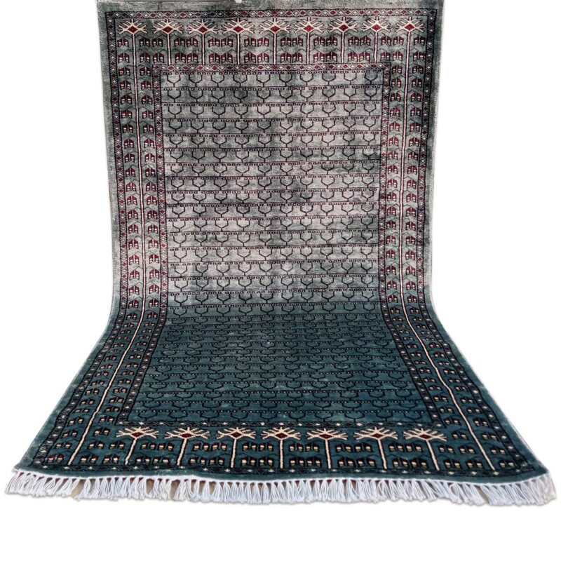3×5 Feet Handmade Silk Carpet Parda Blue - Image 2