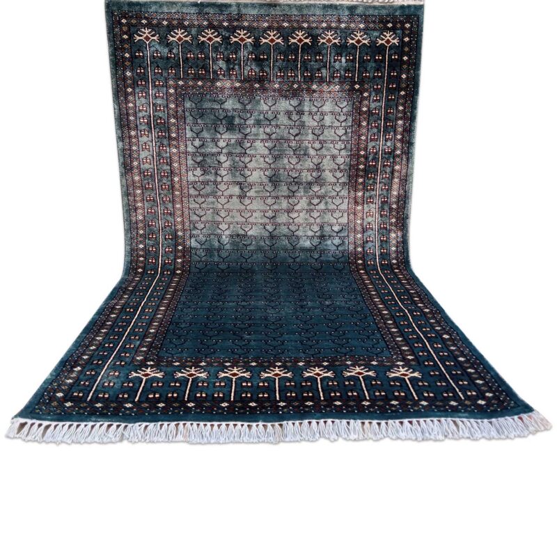 3×5 Feet Royal Grey Hand Knotted Parda Carpet - Image 3