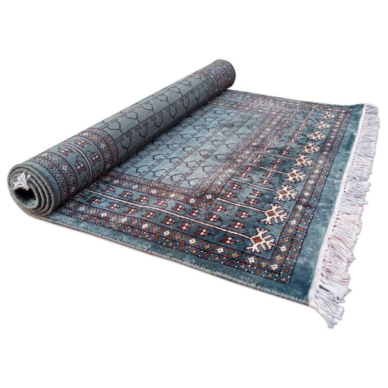 3×5 Feet Royal Grey Hand Knotted Parda Carpet - Image 5