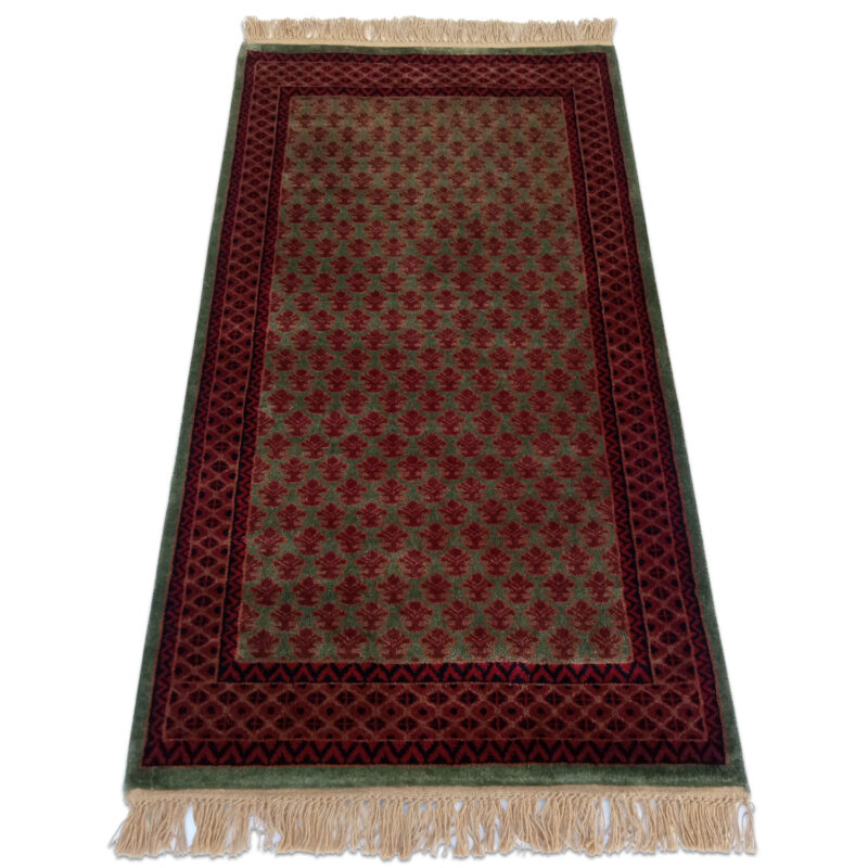 3×5 Feet Green Hand Knotted Lichi Wool Carpet