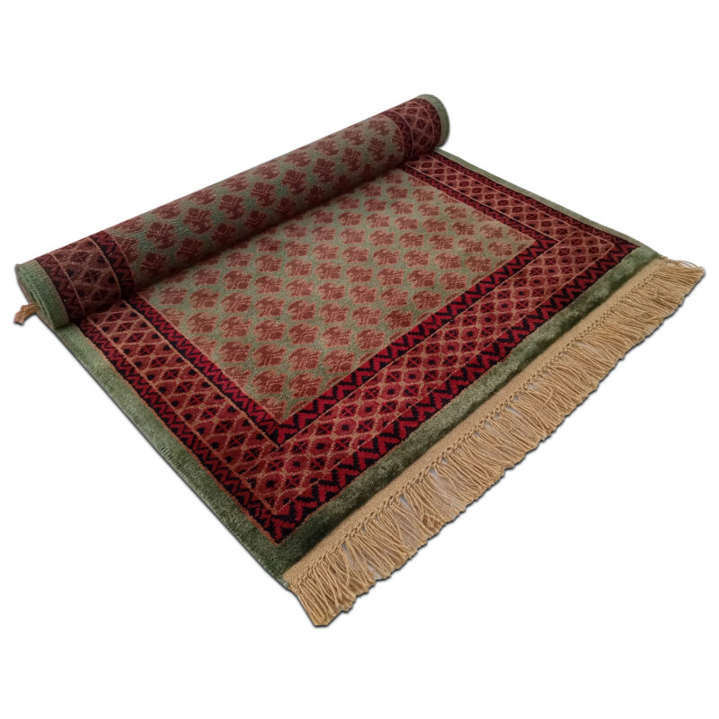 3×5 Feet Green Hand Knotted Lichi Wool Carpet - Image 4