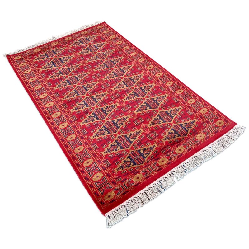 3×5 Feet Hand Knotted Bukhara Wool Carpet Red - Image 2