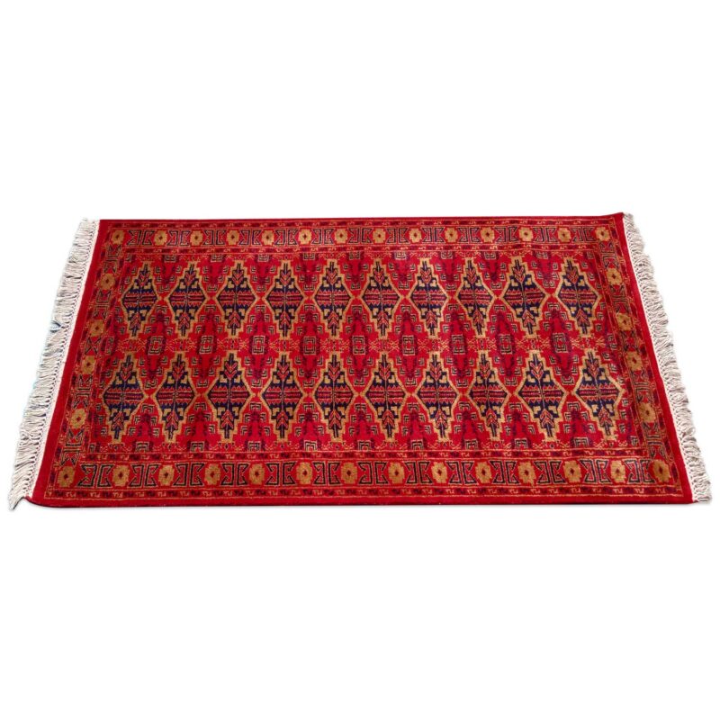 3×5 Feet Hand Knotted Bukhara Wool Carpet Red - Image 3
