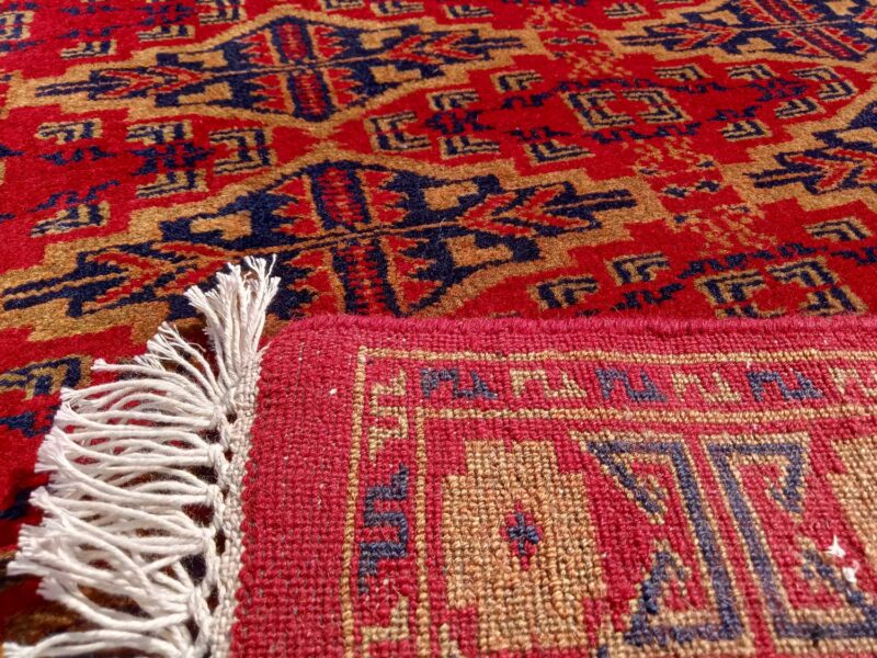 3×5 Feet Hand Knotted Bukhara Wool Carpet Red - Image 4