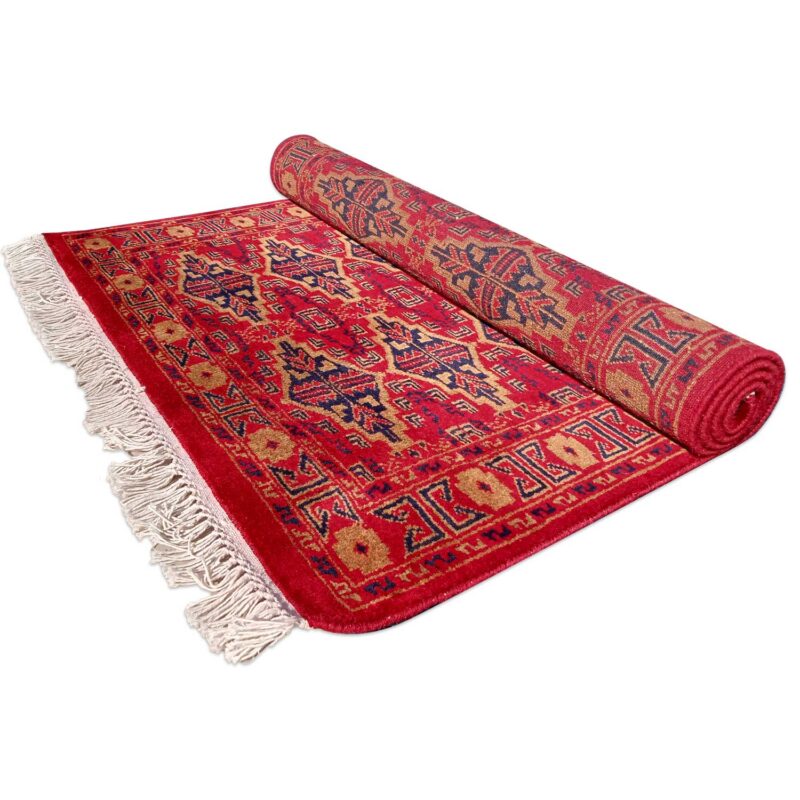 3×5 Feet Hand Knotted Bukhara Wool Carpet Red - Image 5