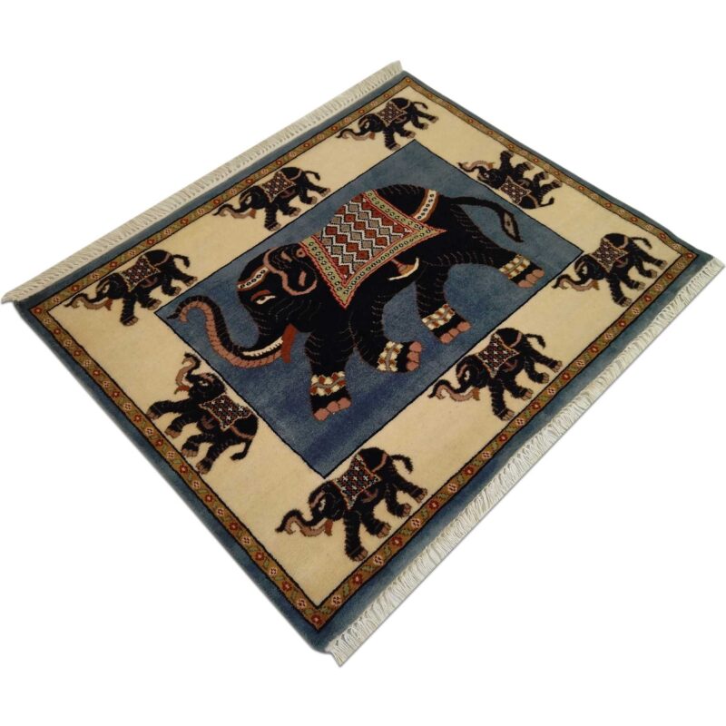 Elephant Carpet Wool Hand Knotted 4ftx3ft - Image 2