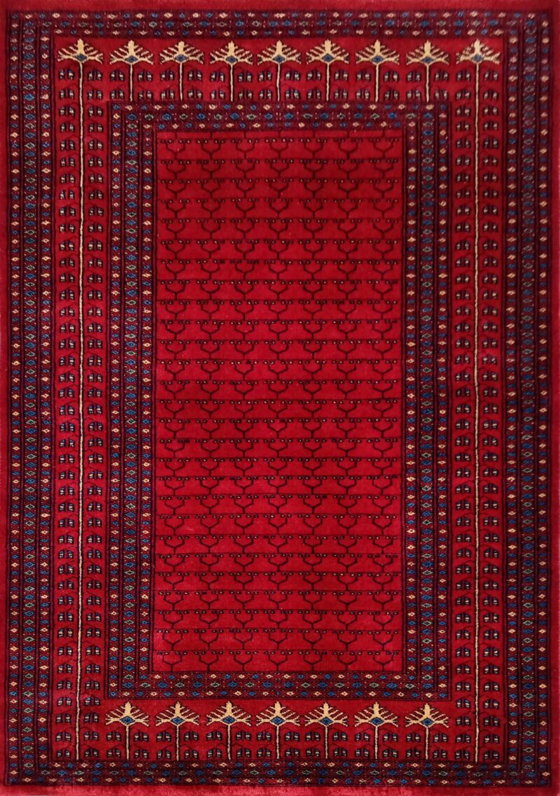 4ftx6ft Hand Knotted Wool Carpet Red Parda - Image 2
