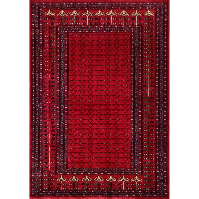 4ftx6ft Hand Knotted Wool Carpet Red Parda