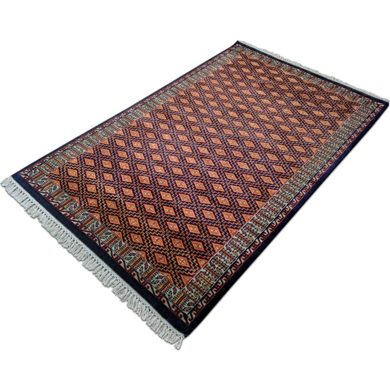 4x6 feet Black Hand Knotted Wool Carpet (Burfi) - Image 2