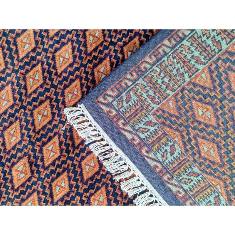 4x6 feet Black Hand Knotted Wool Carpet (Burfi) - Image 4
