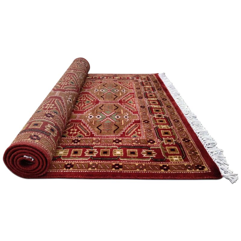 4x6 Feet Red Handmade Wool Carpet Tribal - Image 7