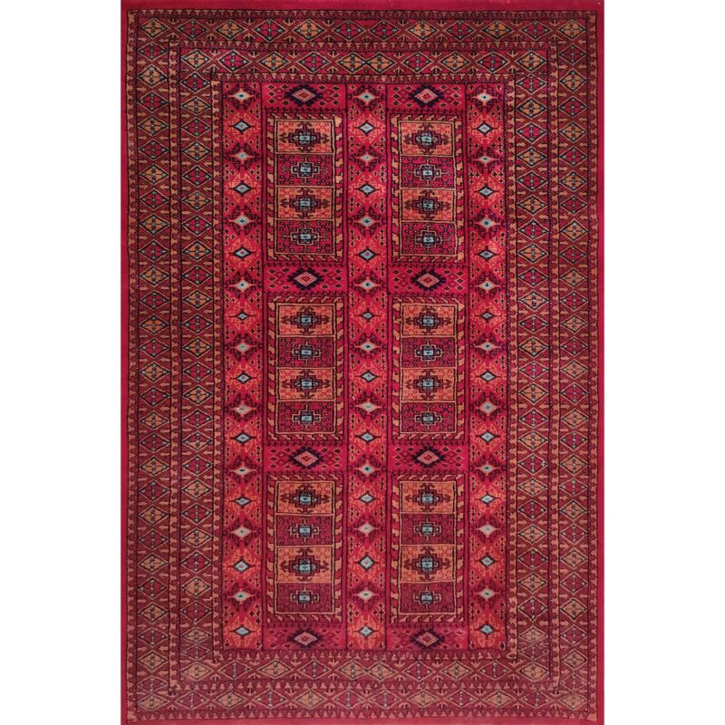 4x6 Feet Hand Knotted Red Wool Carpet